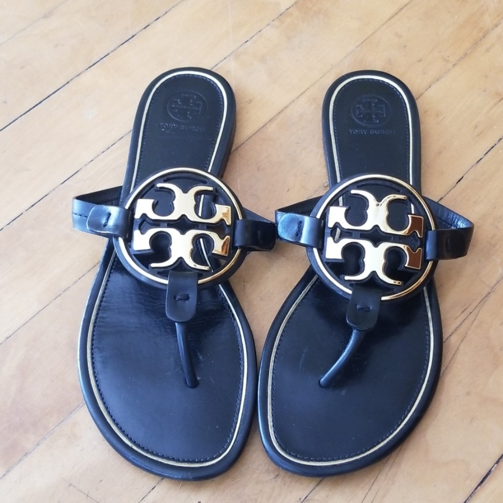 Tory BurchMiller Flat Metal Logo Slide Sandals